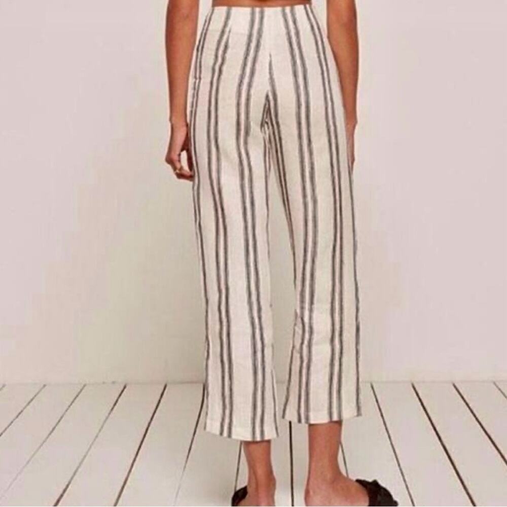 Reformation white and Black Striped cropped linen Pants size 0 - Picture 3 of 12